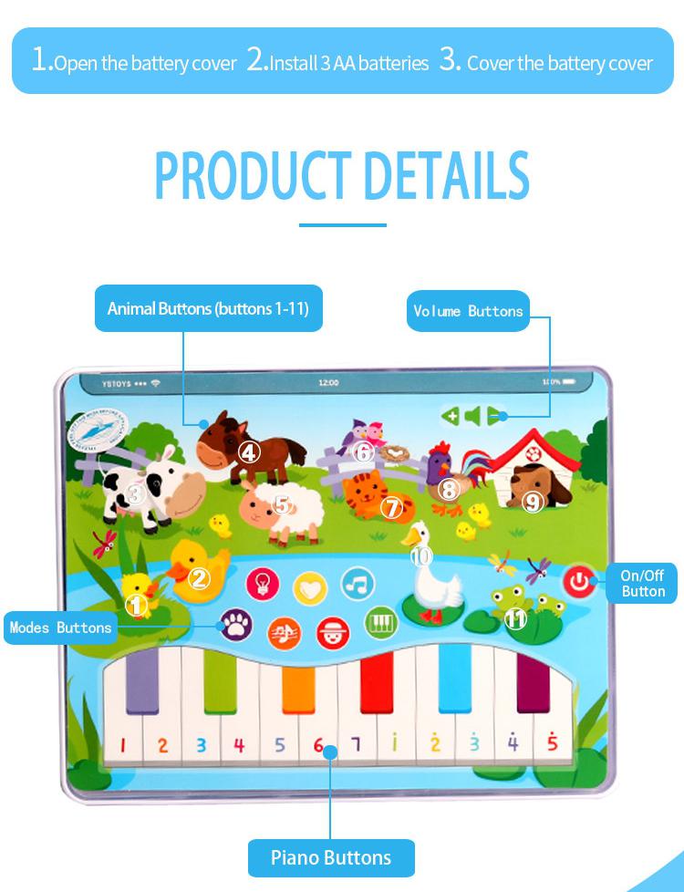 Kids Learning Tablet Toy with Music & Animal Sounds