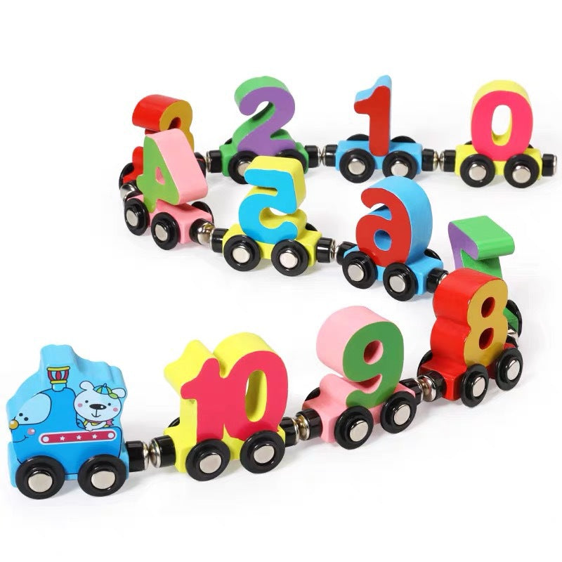 Wooden Magnetic Number Train for Hands-On Learning