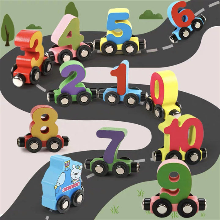 Wooden Magnetic Number Train for Hands-On Learning