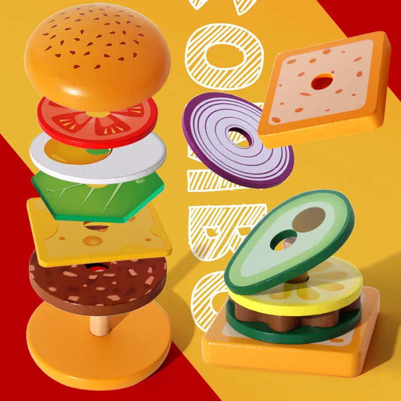 Wooden Sandwich Toy for Screen-Free Skill Building