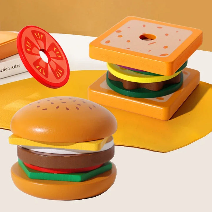 Wooden Sandwich Toy for Screen-Free Skill Building