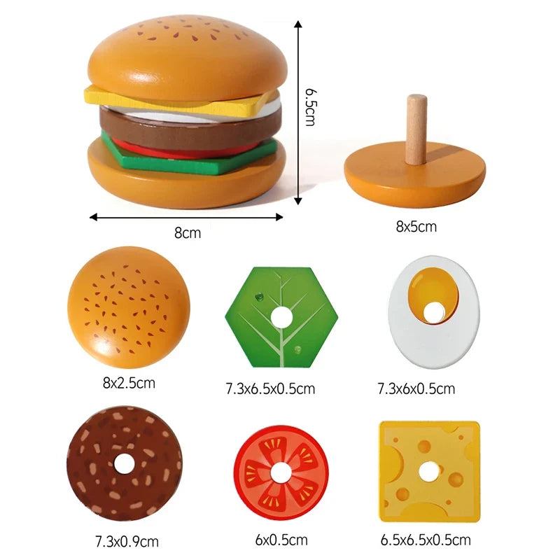Wooden Sandwich Toy for Screen-Free Skill Building