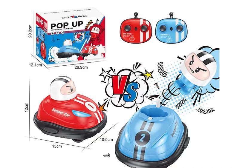 Two-Player Remote Control Bumper Cars With Pop-Up Dolls