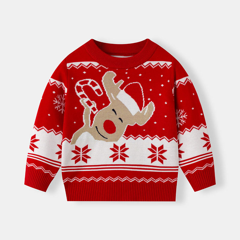 Children’s Christmas Sweater With Cute Reindeer Design