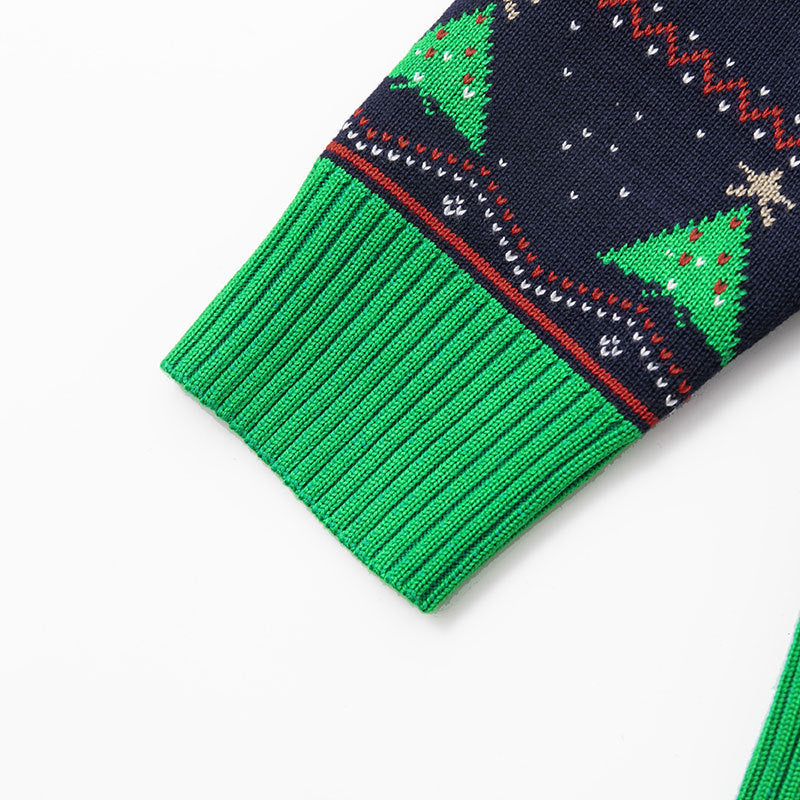 Kids Christmas Sweater – Festive Alpaca & Tree Knit