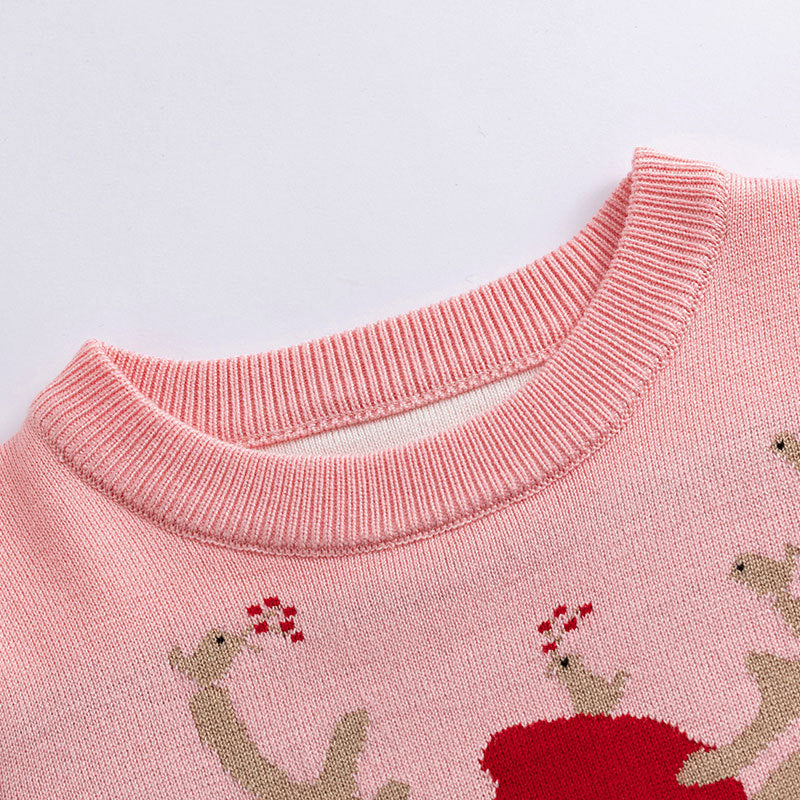 Kids Christmas Reindeer Sweater, Soft Knit Pullover