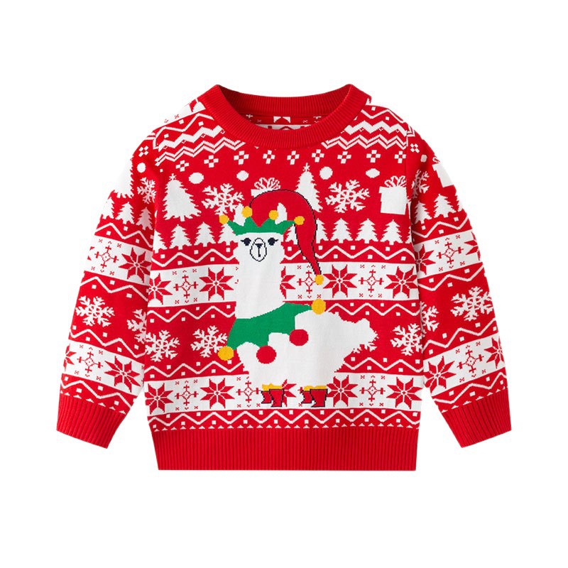 Children's Christmas Reindeer Pattern Knit Sweater
