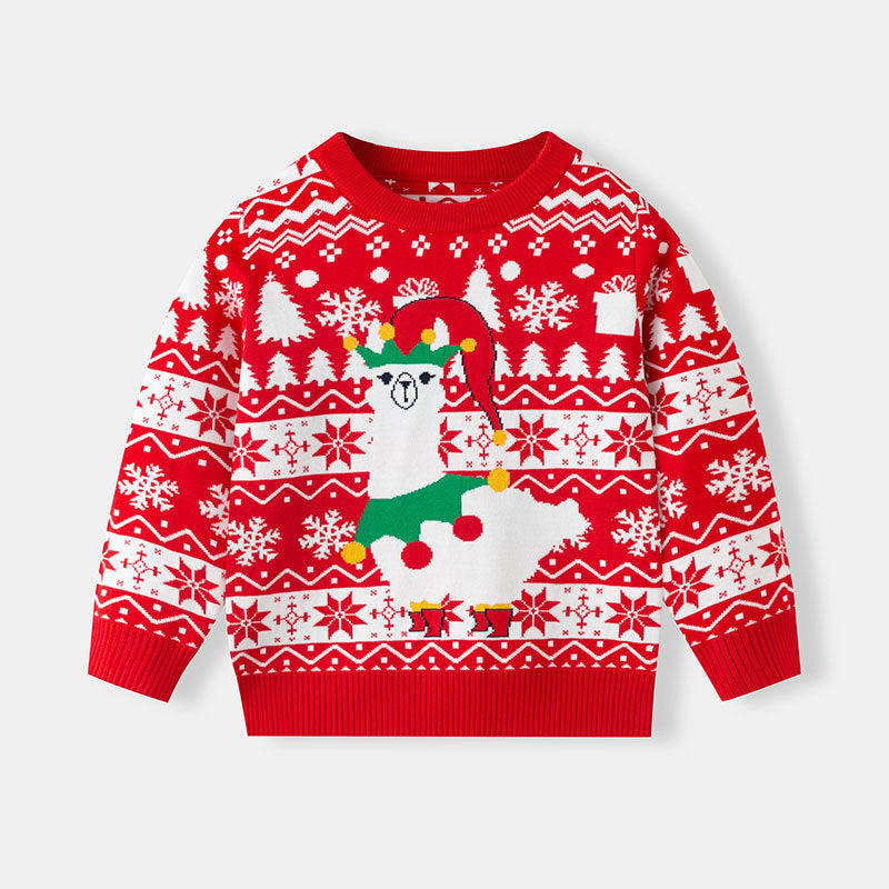 Children's Christmas Reindeer Pattern Knit Sweater