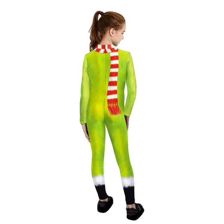 Children's Christmas Monster Costume With Striped Scarf