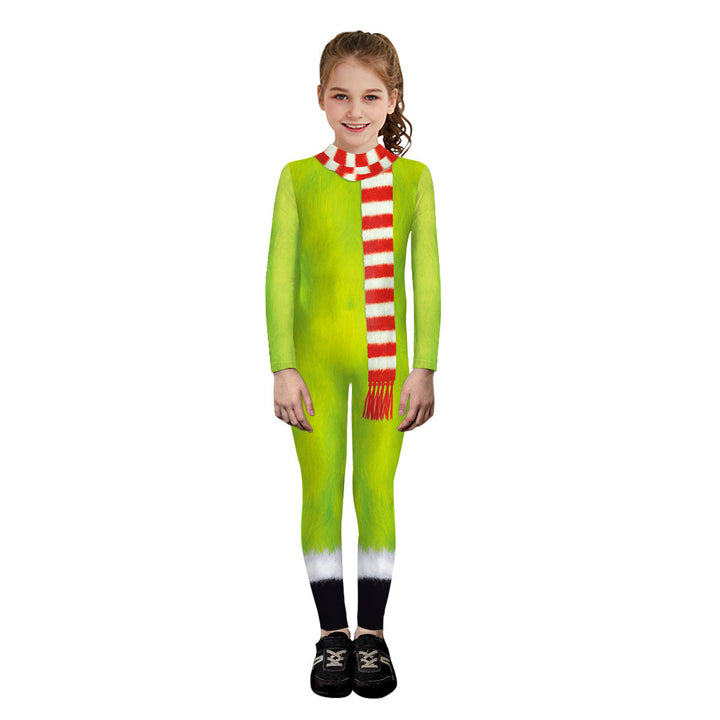 Children's Christmas Monster Costume With Striped Scarf