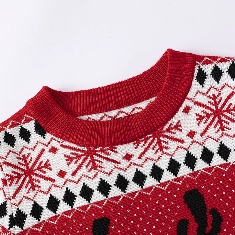 Kids Christmas Sweater with Cartoon Reindeer Pullover