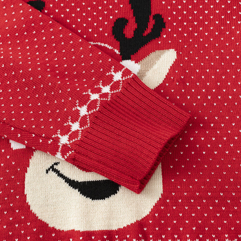 Kids Christmas Sweater with Cartoon Reindeer Pullover