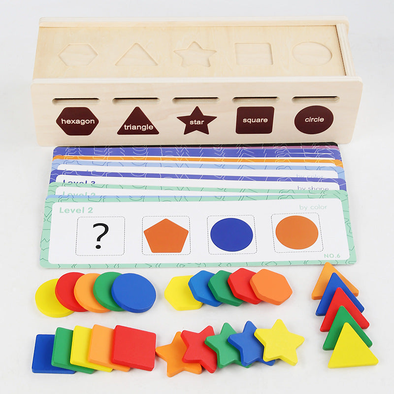 Wooden Shape Sorter Toy for Screen-Free Learning Play