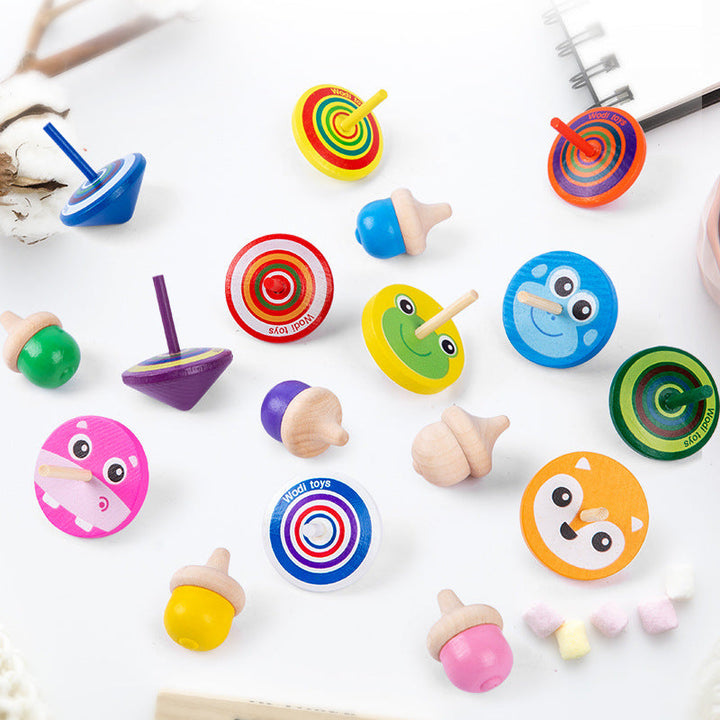 Wooden Spinning Tops for Fine-Motor Skills and Play