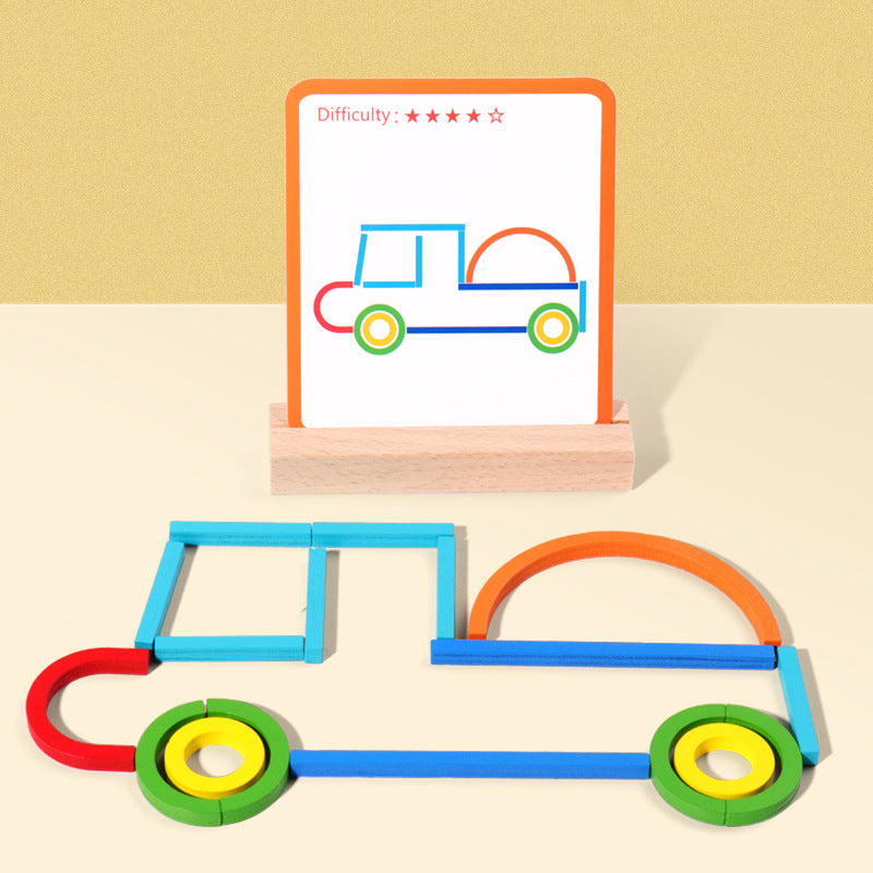 Wooden Puzzle Toy for Creative Shape-Building Play