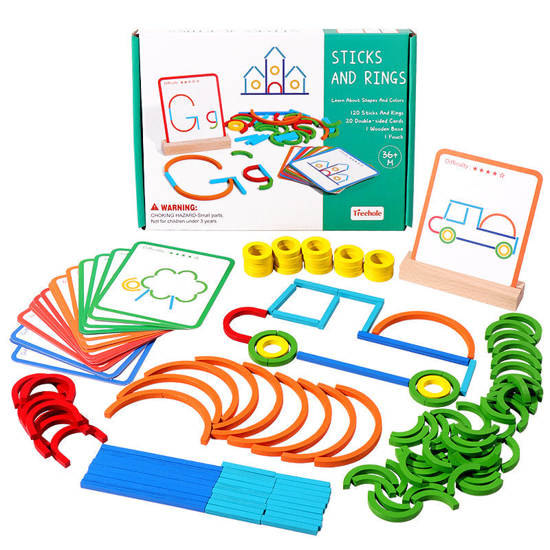 Wooden Puzzle Toy for Creative Shape-Building Play