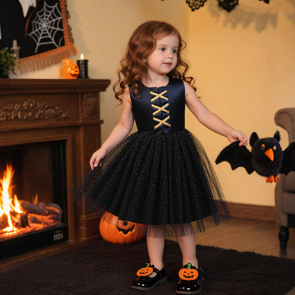 Girls Halloween Costume Dress With Twirl-Ready Tulle