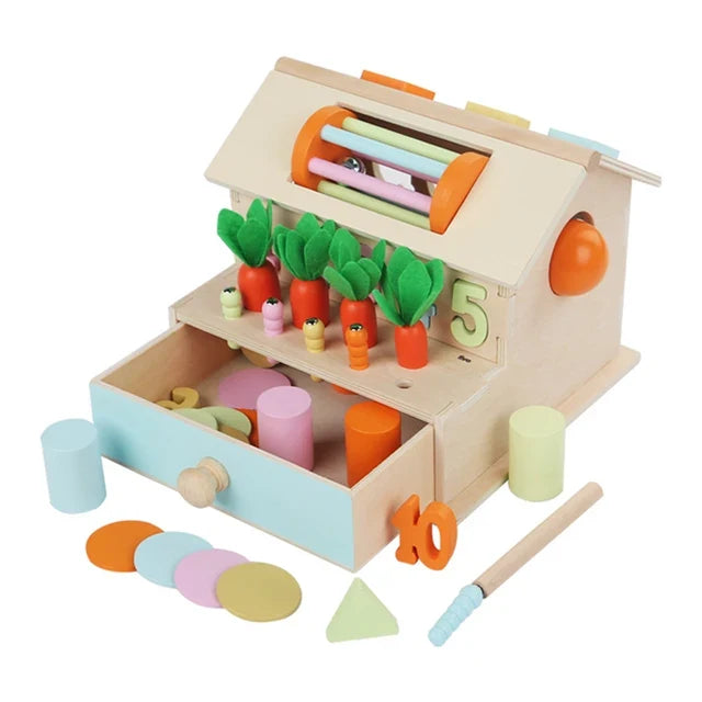 Wooden Activity Box for Toddler Color & Shape Learning