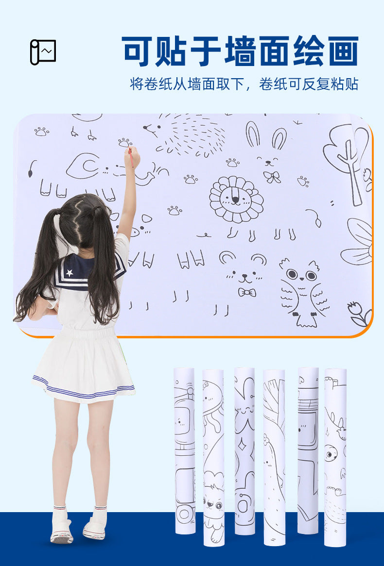 3-Meter Kids Coloring Scroll for Mess-Free Wall Art
