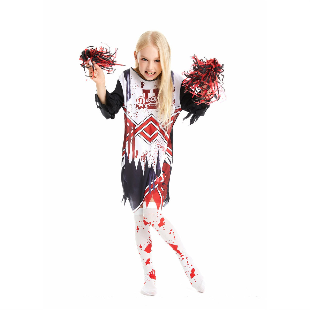 Zombie Cheerleader Costume Dress for Girls Halloween