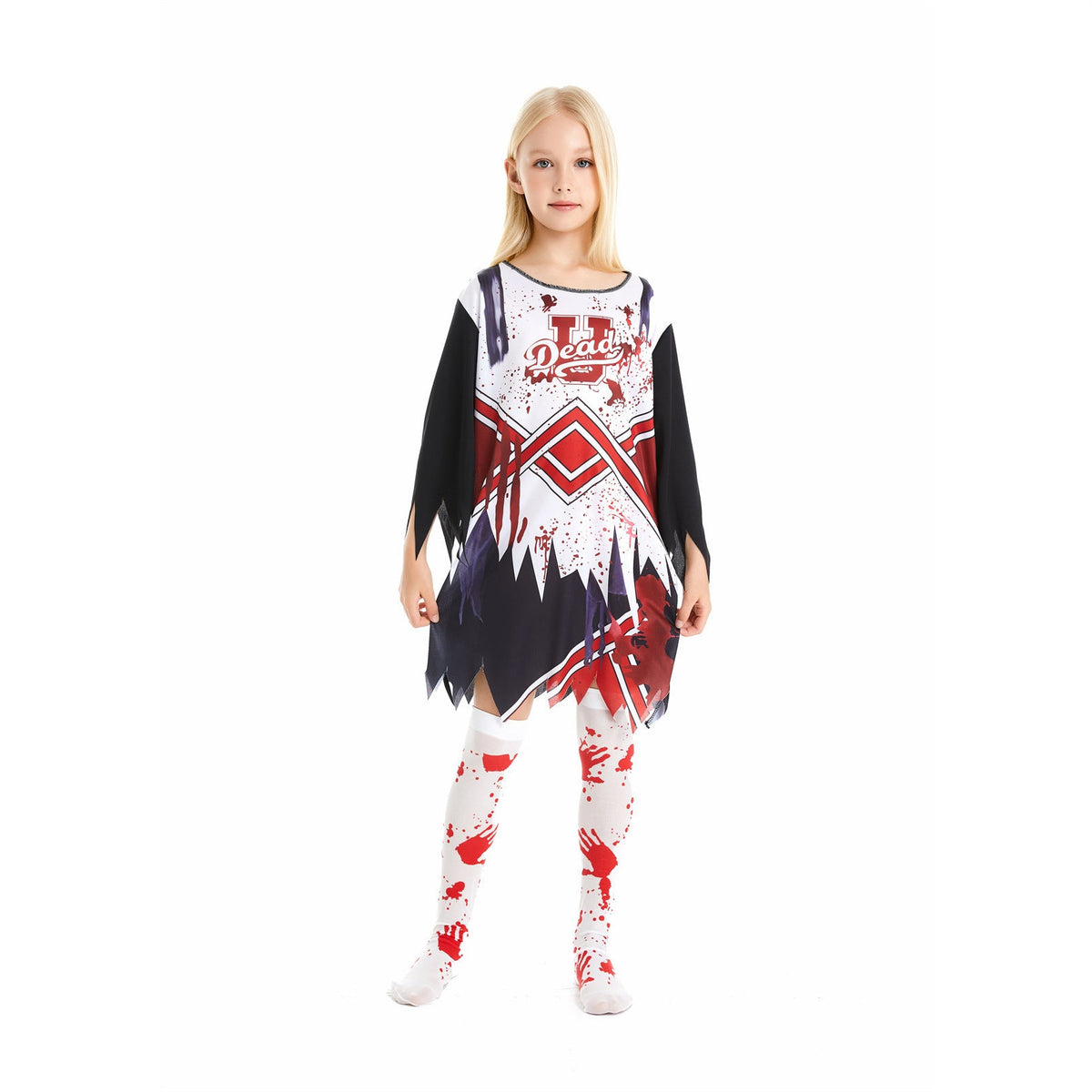 Zombie Cheerleader Costume Dress for Girls Halloween