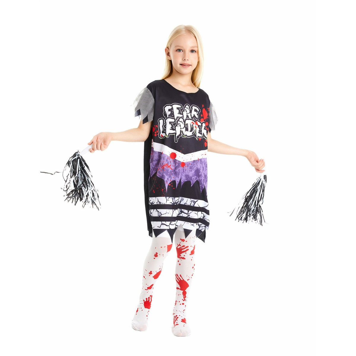 Zombie Cheerleader Costume Dress for Girls Halloween