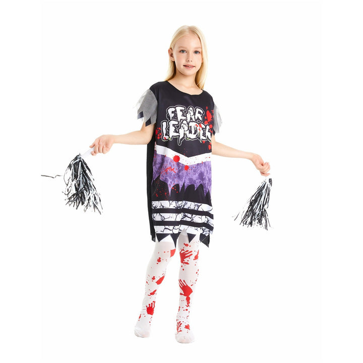 Zombie Cheerleader Costume Dress for Girls Halloween
