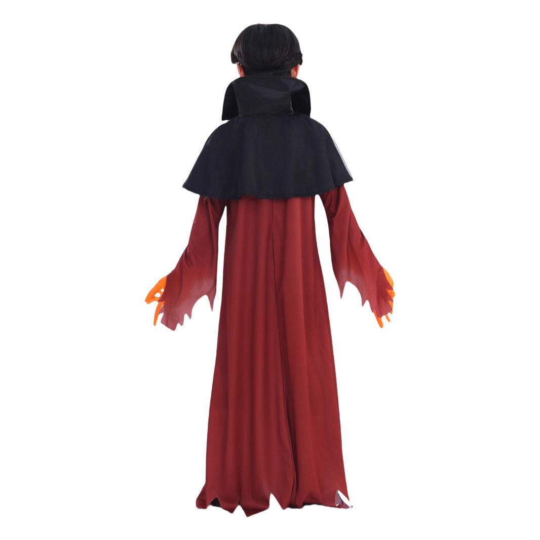 Demon Pumpkin Costume Dress With Cape For Spooky Fun