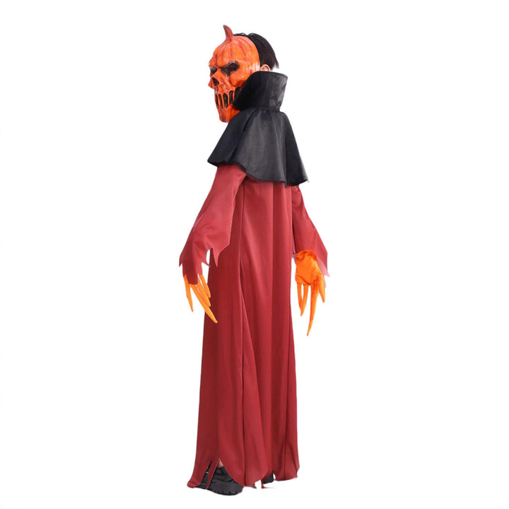 Demon Pumpkin Costume Dress With Cape For Spooky Fun