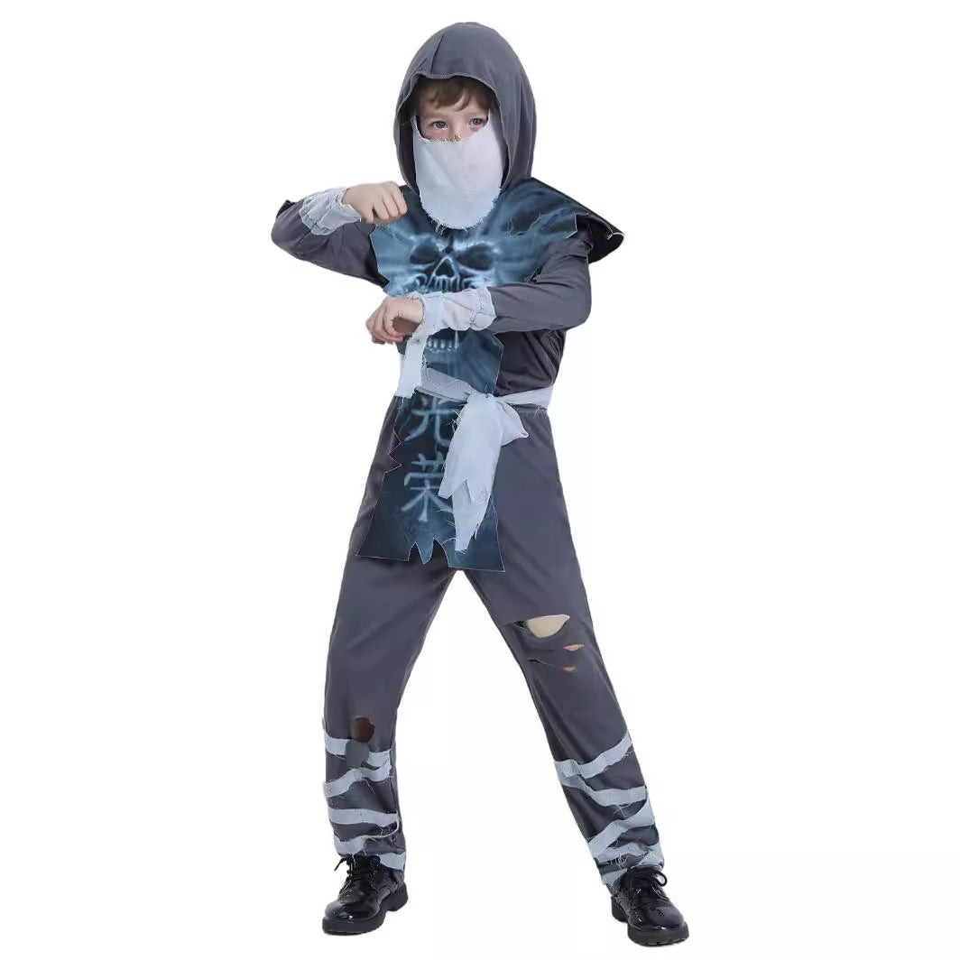 Children's Halloween Ninja Costume With Skull Design