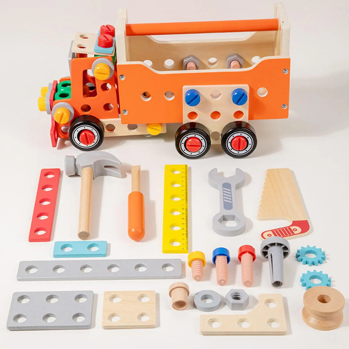 Wooden Tool Truck Set for Screen-Free Building Play