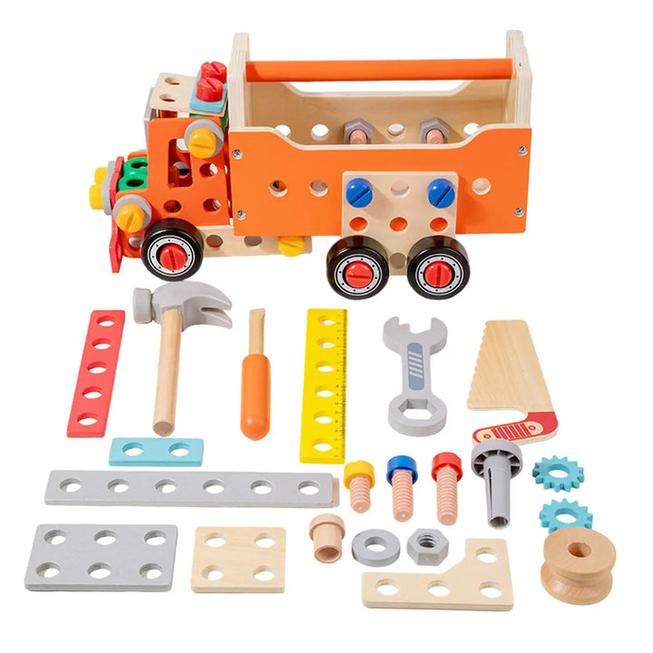 Wooden Tool Truck Set for Screen-Free Building Play