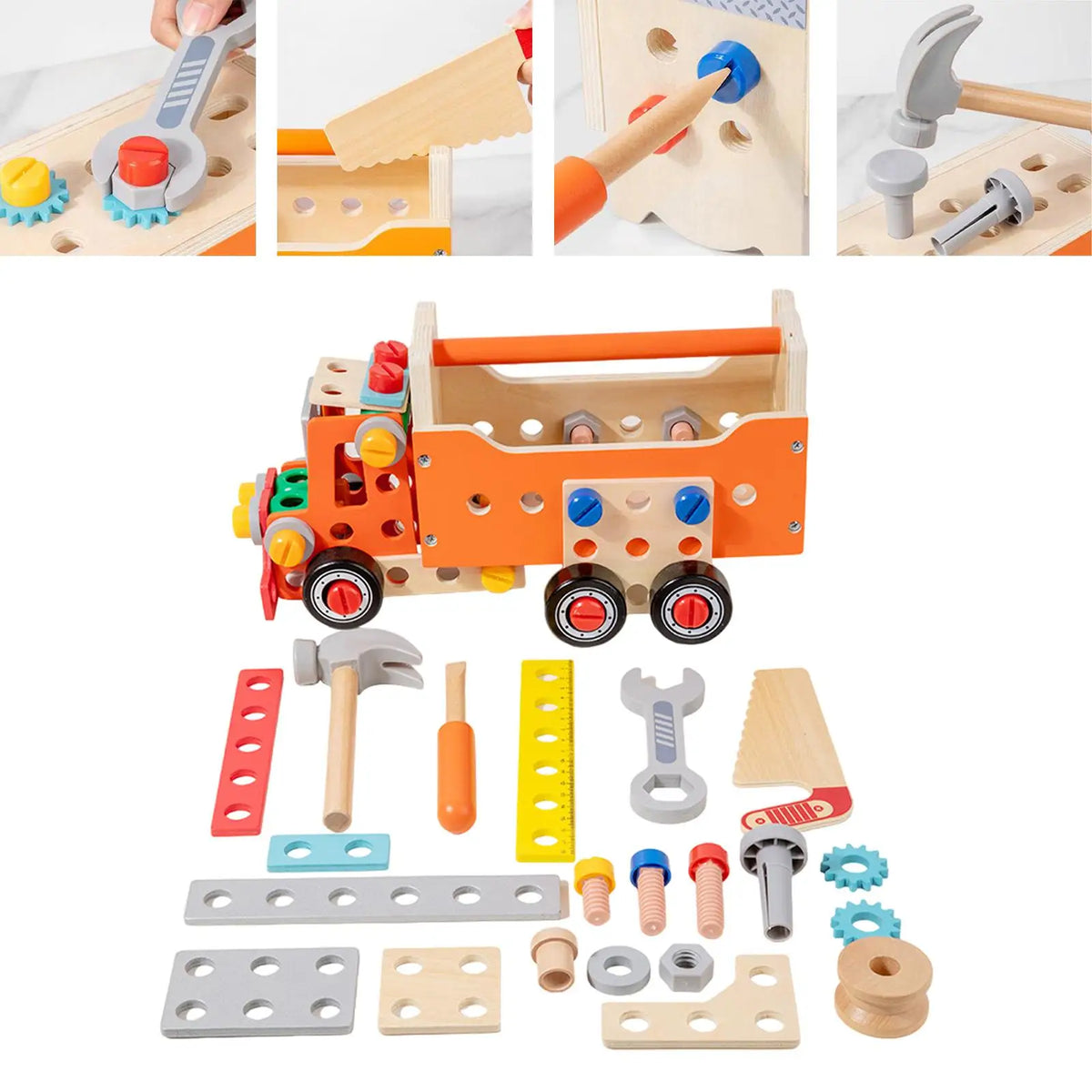 Wooden Tool Truck Set for Screen-Free Building Play