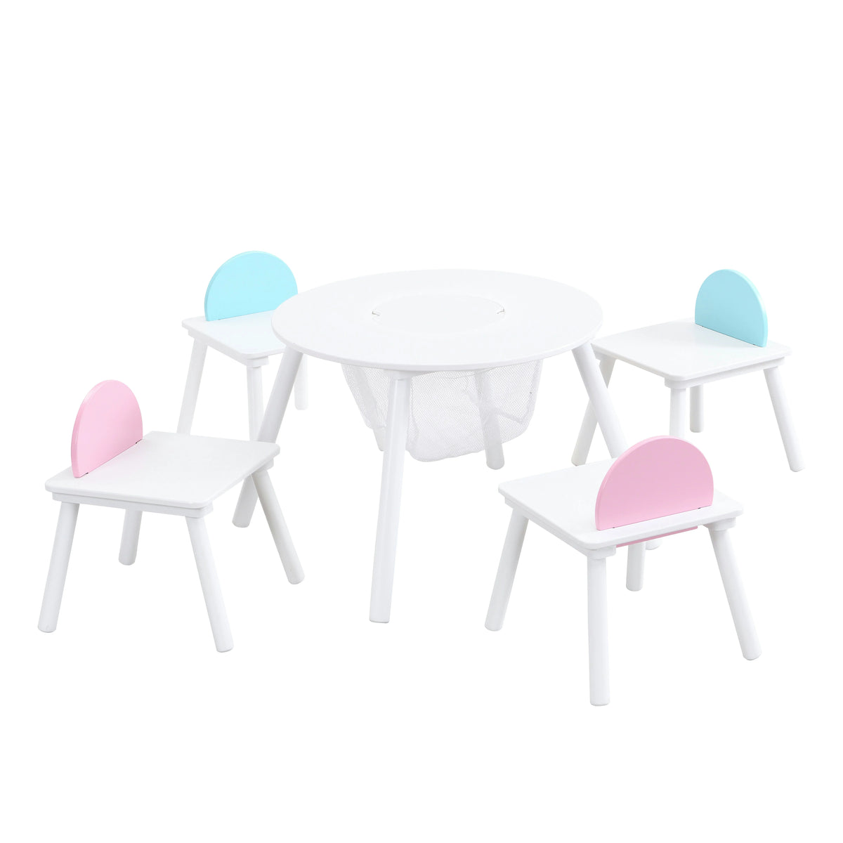 Kids Round Play Table with Under-Table Storage & 4 Chairs