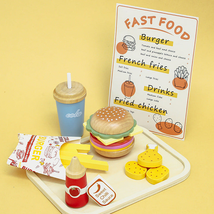 Wooden Burger Play Set for Imaginative Kitchen Fun