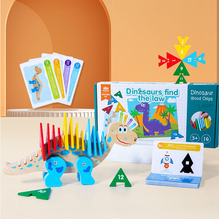 Dinosaur Wooden Puzzle Toy for Color & Number Skills