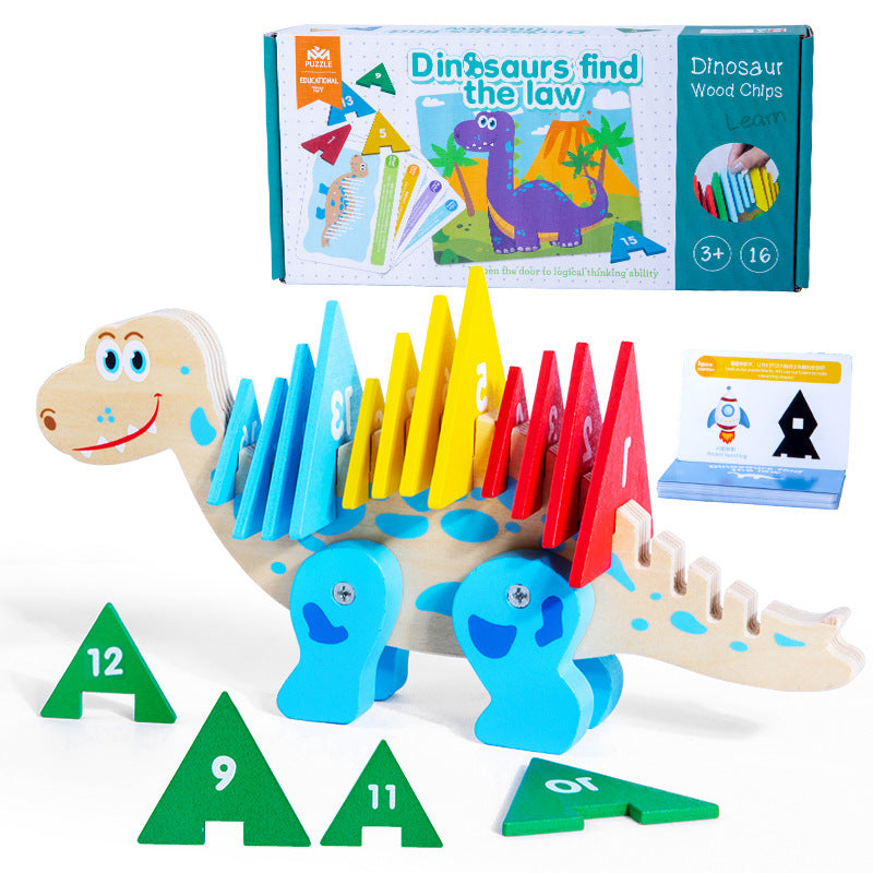 Dinosaur Wooden Puzzle Toy for Color & Number Skills