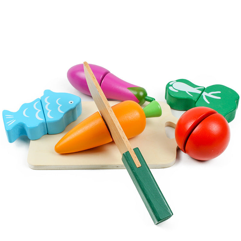 Wooden Cutting Toy Set for Imaginative Kitchen Play