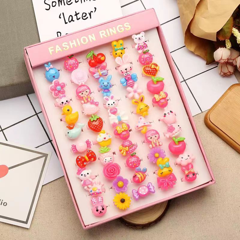 Children's Cartoon Rings Set for Colorful Dress-Up Fun