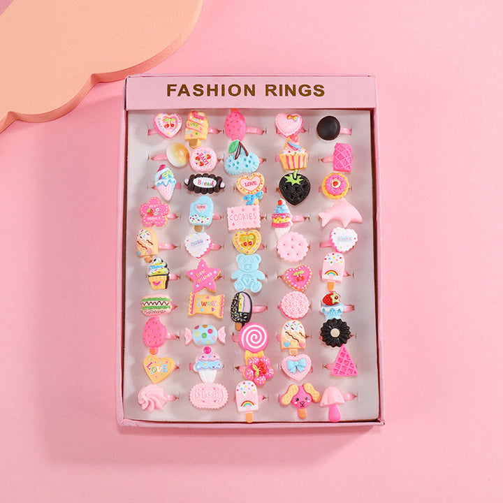 Children's Cartoon Rings Set for Colorful Dress-Up Fun