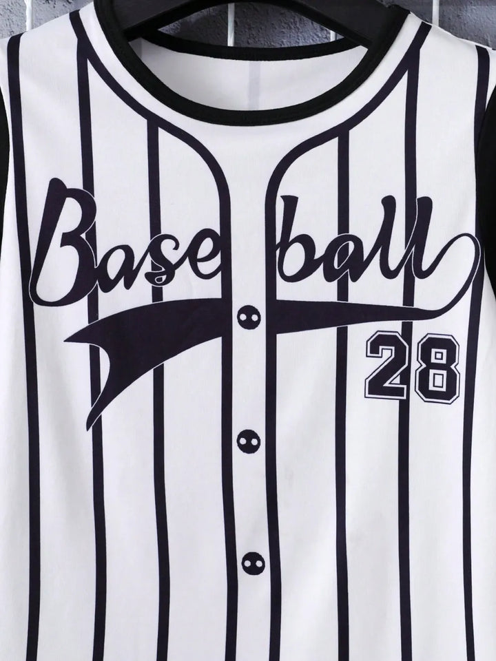 Kids' Striped Baseball Outfit Shirt and Shorts Set