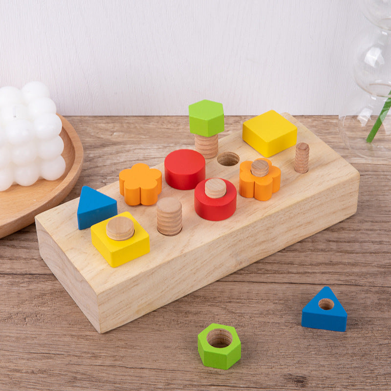 Wooden Fine Motor Toy Board for Shape & Color Play