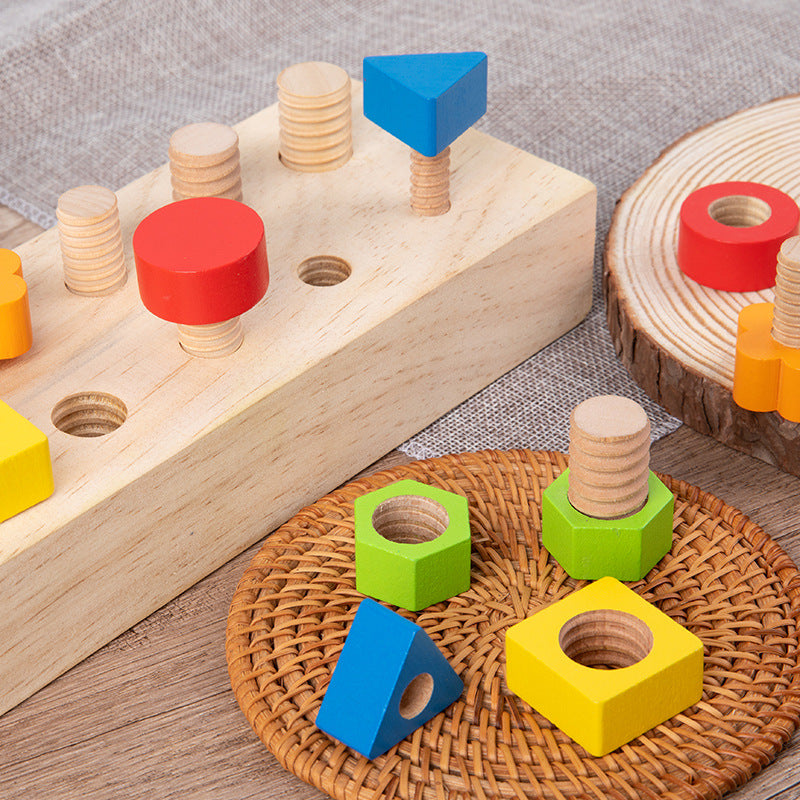 Wooden Fine Motor Toy Board for Shape & Color Play