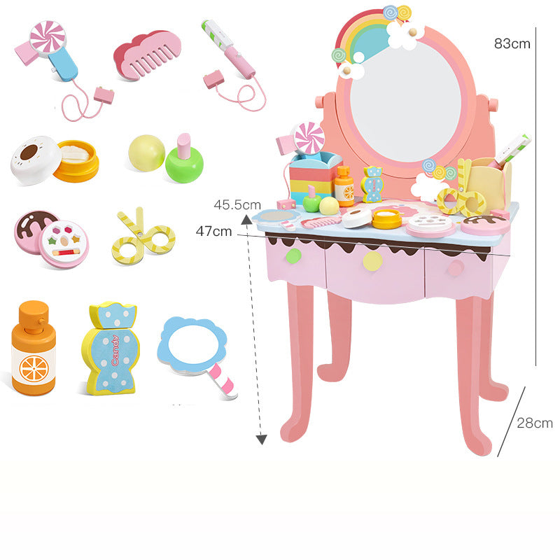 Children's Wooden Vanity Set for Princess Pretend Play