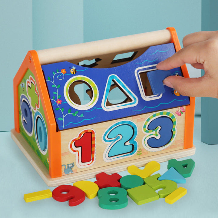 Wooden Shape Sorter House for Early Learning Play