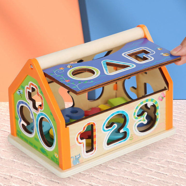 Wooden Shape Sorter House for Early Learning Play