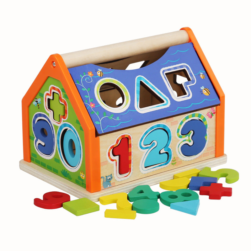 Wooden Shape Sorter House for Early Learning Play