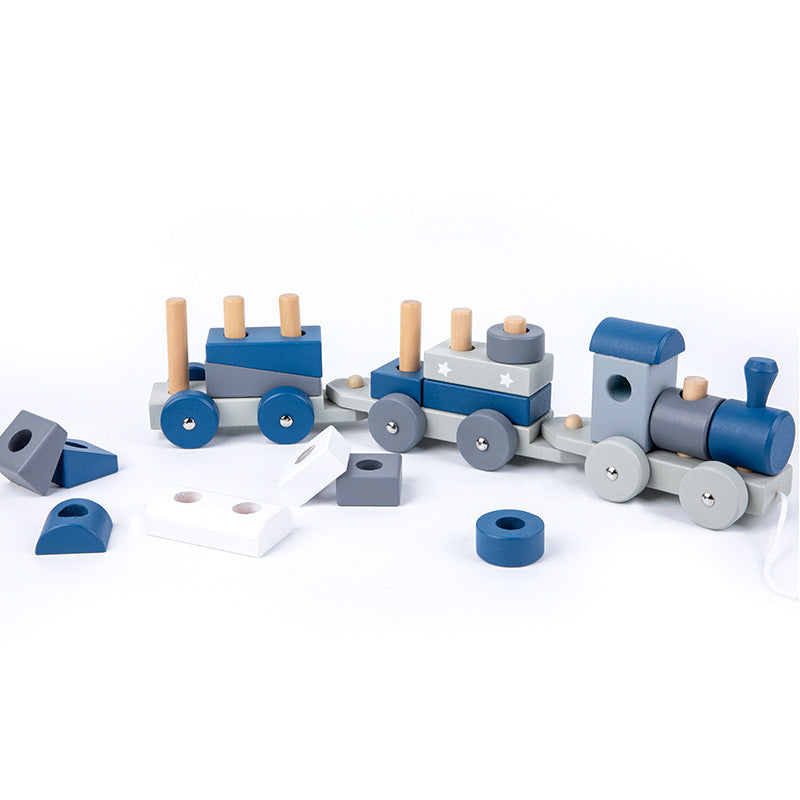 Wooden Building Train Toy for Creative Toddler Play