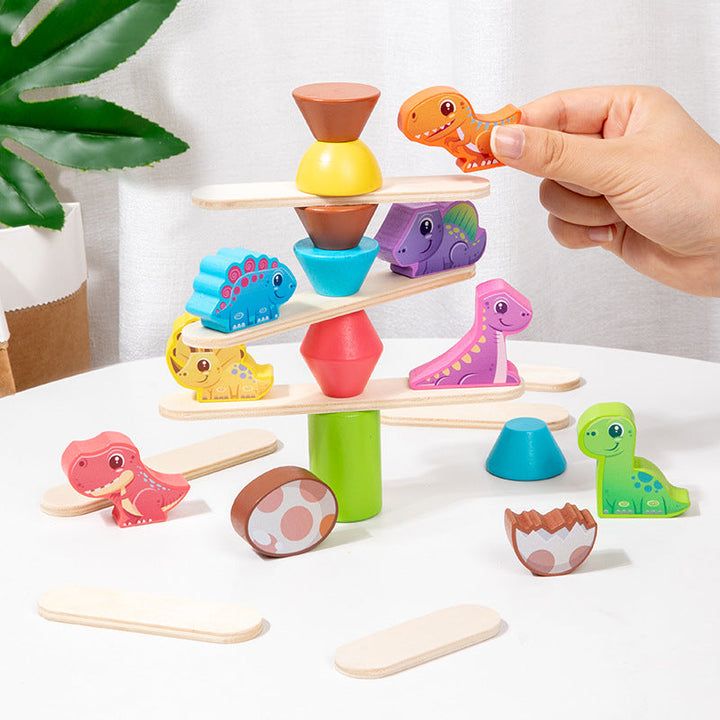 Wooden Dinosaur Stacking Toy for Creative Balance Play