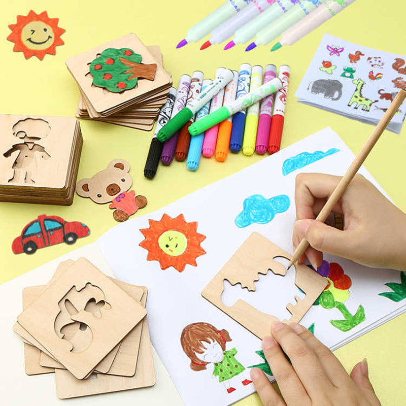 Wooden Drawing Stencils for Easy Kids' Creative Play
